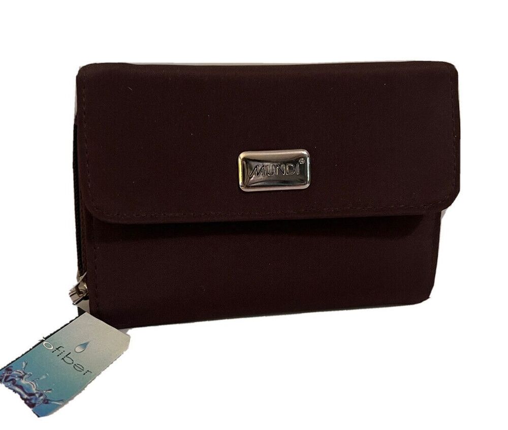 Mundi Women's Microfiber Wallet Brown Water Resistant Gift Present NEW